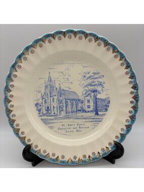 Vintage St Johns Church Lorain Ohio World Wide Art Studios Collector Plate 9.5in